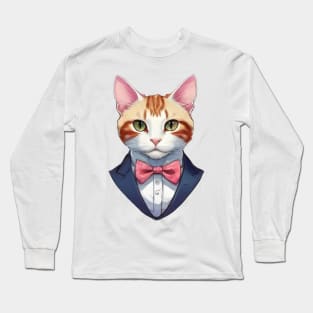 Fancy Cat with Bowtie no.2 Long Sleeve T-Shirt